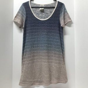 Vocal Rhinestone Embellished Knit Short Sleeve Tunic